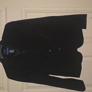 Evan Picone Black Pinstripe Suit